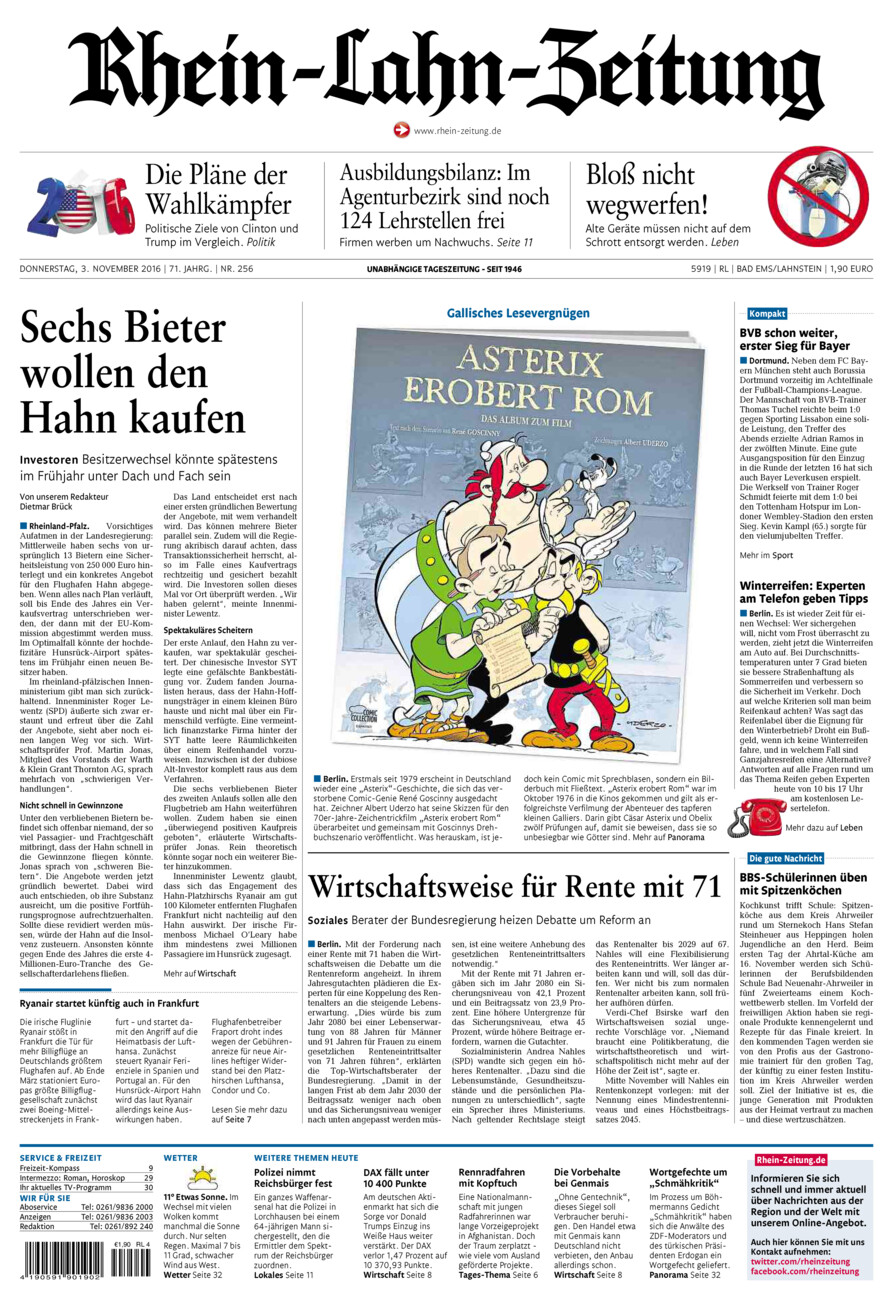 Rhein-Lahn-Zeitung vom Donnerstag, 03.11.2016