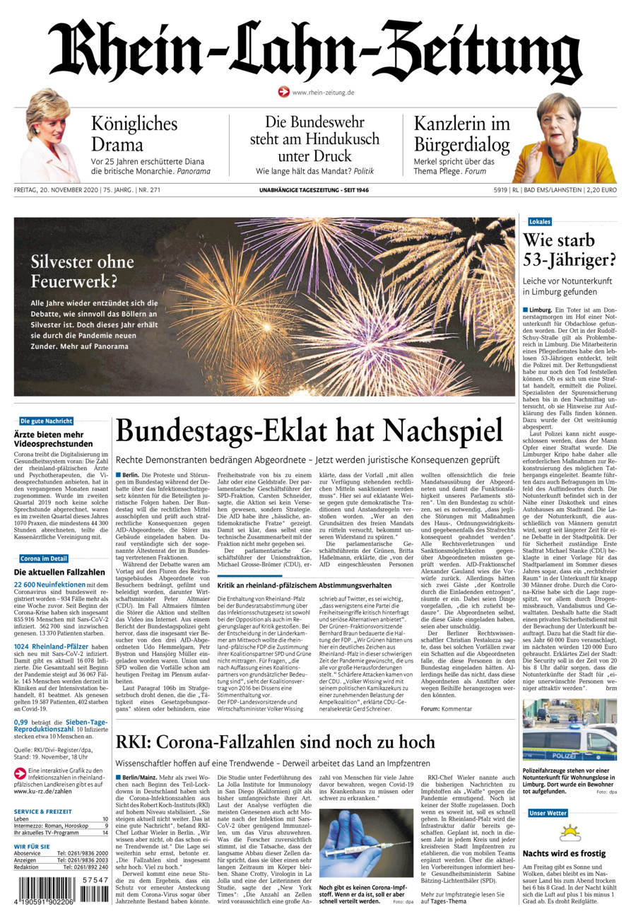 Rhein-Lahn-Zeitung vom Freitag, 20.11.2020