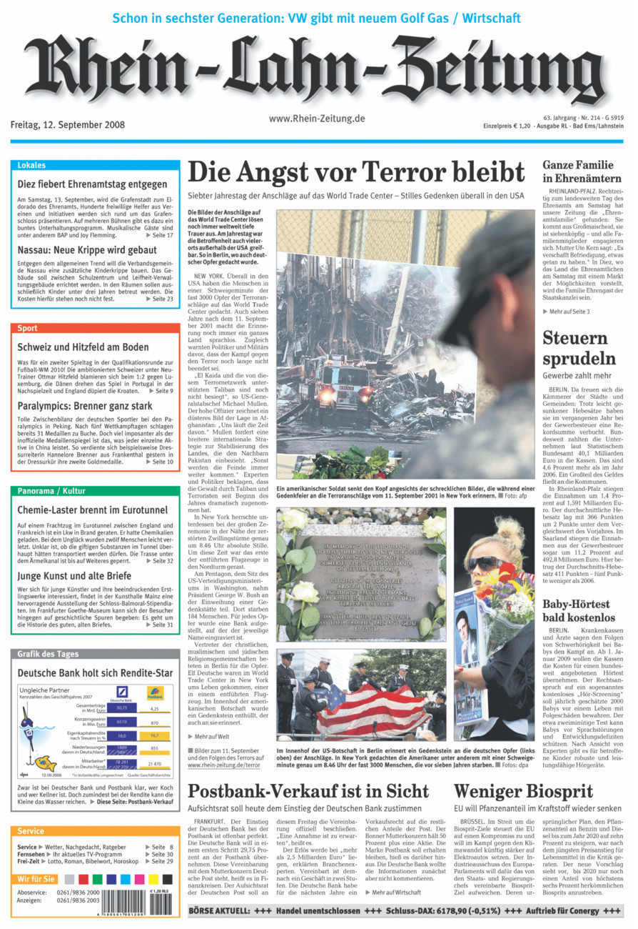 Rhein-Lahn-Zeitung vom Freitag, 12.09.2008