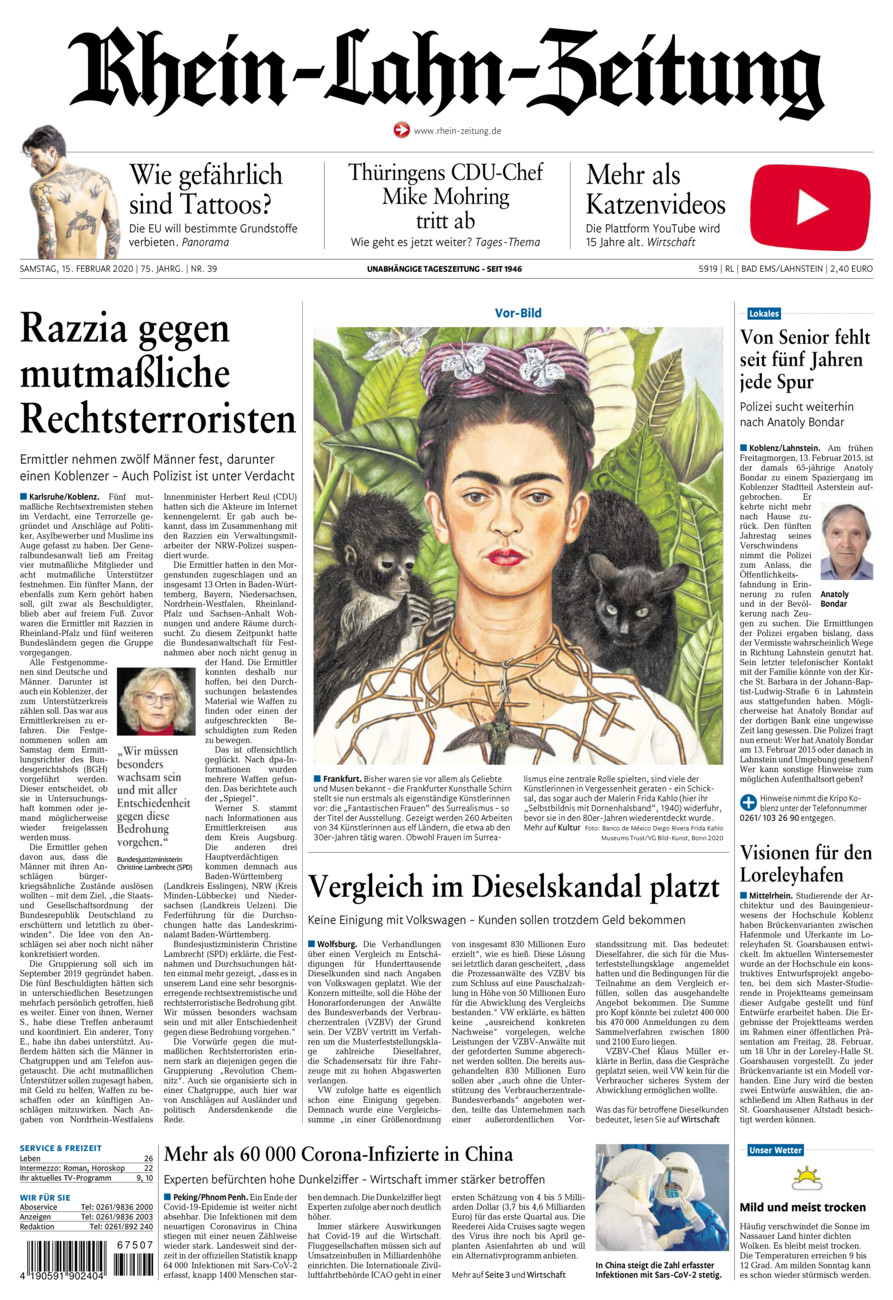 Rhein-Lahn-Zeitung vom Samstag, 15.02.2020