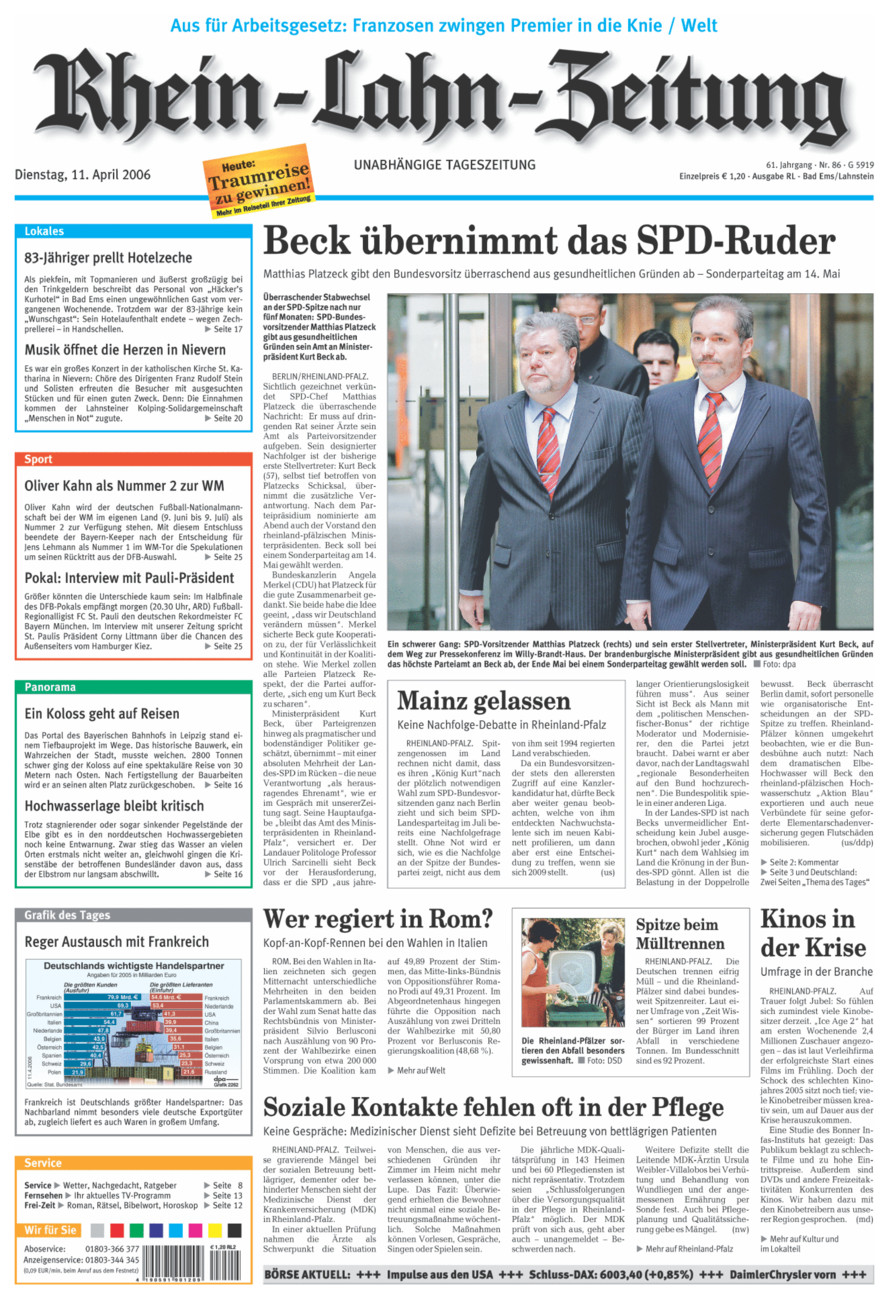 Rhein-Lahn-Zeitung vom Dienstag, 11.04.2006