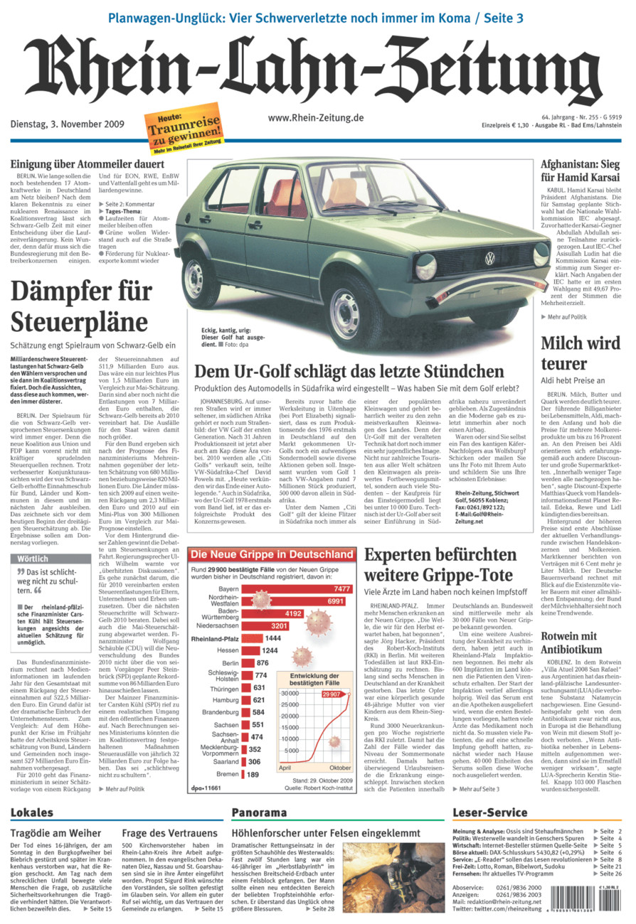 Rhein-Lahn-Zeitung vom Dienstag, 03.11.2009