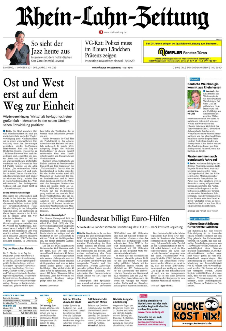 Rhein-Lahn-Zeitung vom Samstag, 01.10.2011