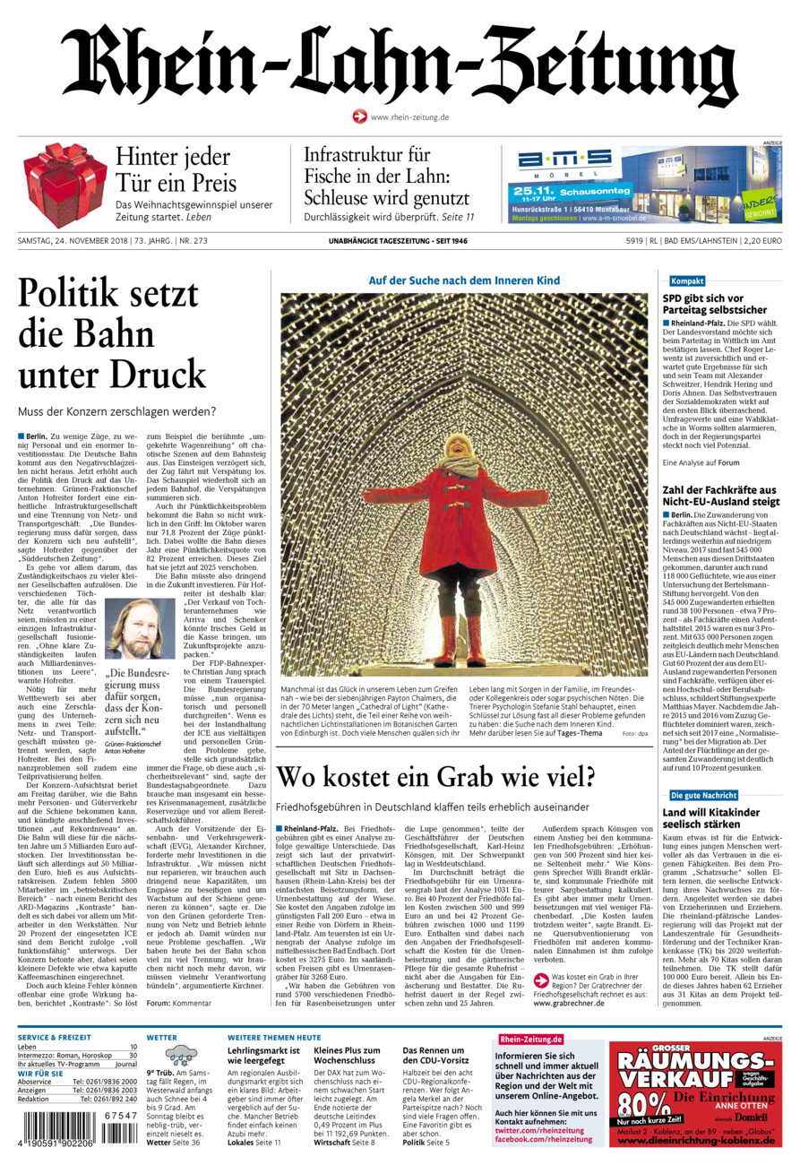 Rhein-Lahn-Zeitung vom Samstag, 24.11.2018