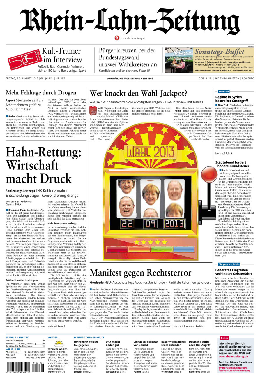 Rhein-Lahn-Zeitung vom Freitag, 23.08.2013