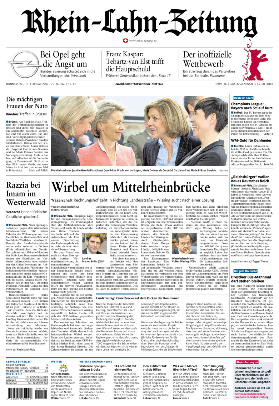 Rhein-Lahn-Zeitung vom Donnerstag, 16.02.2017