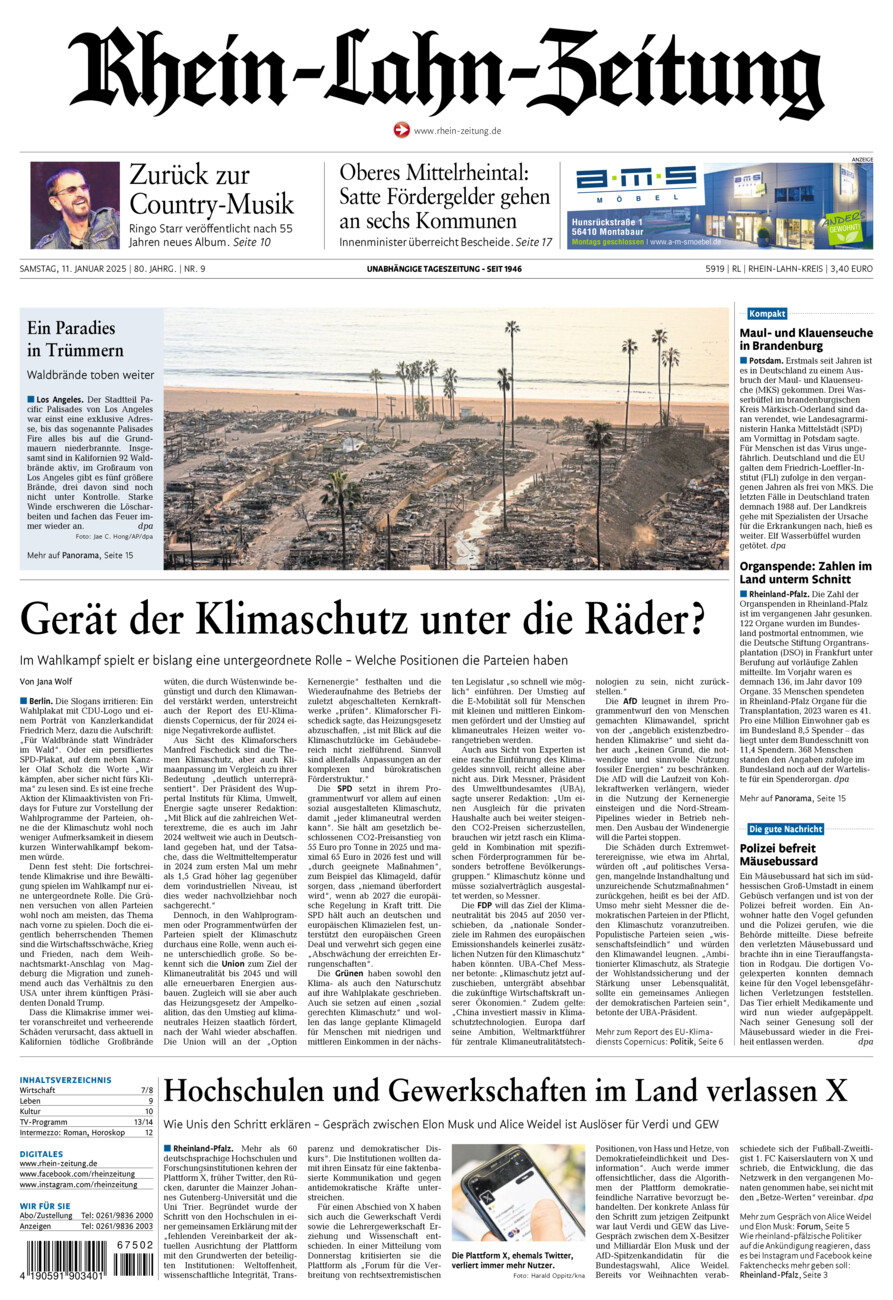 Rhein-Lahn-Zeitung vom Samstag, 11.01.2025