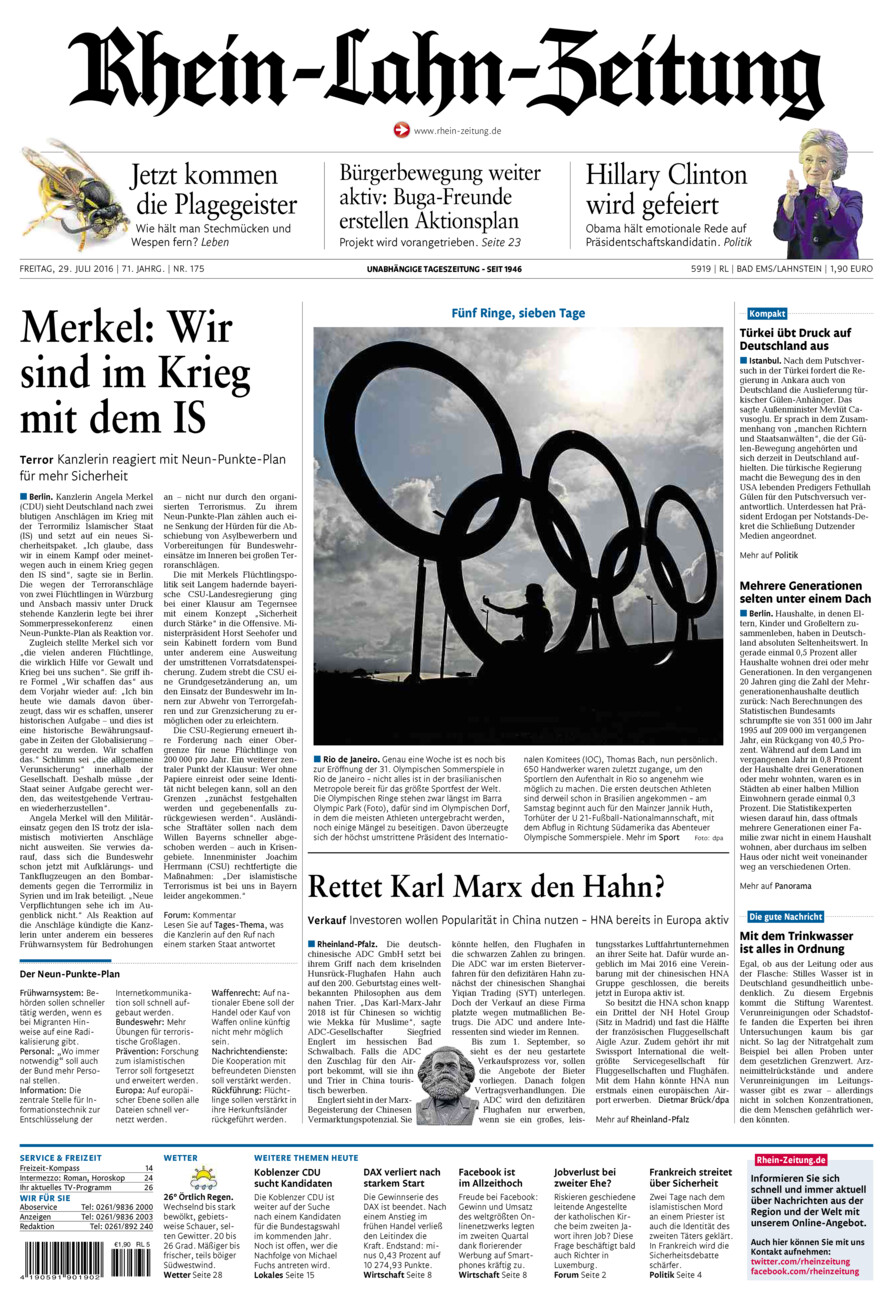 Rhein-Lahn-Zeitung vom Freitag, 29.07.2016