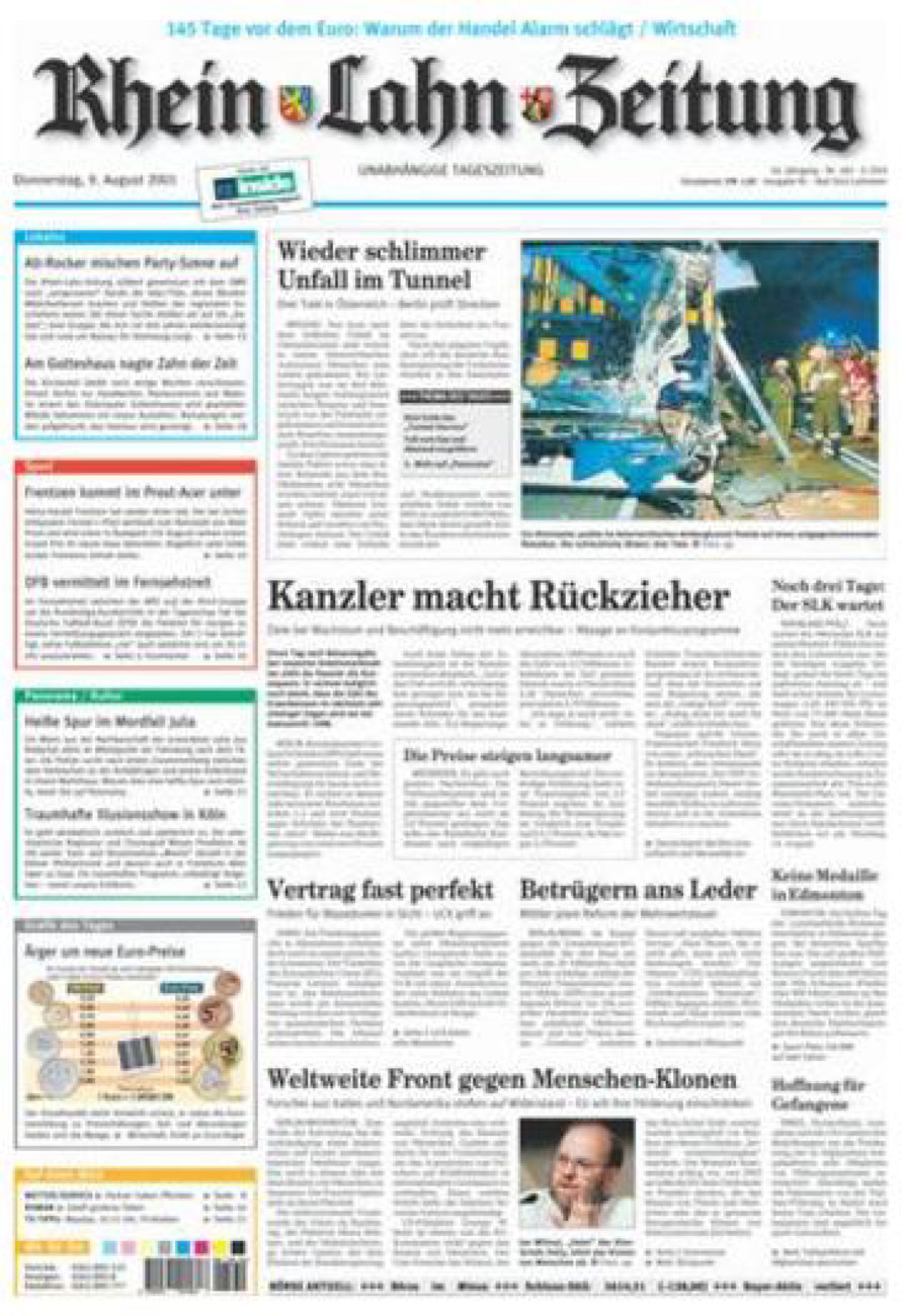 Rhein-Lahn-Zeitung vom Donnerstag, 09.08.2001