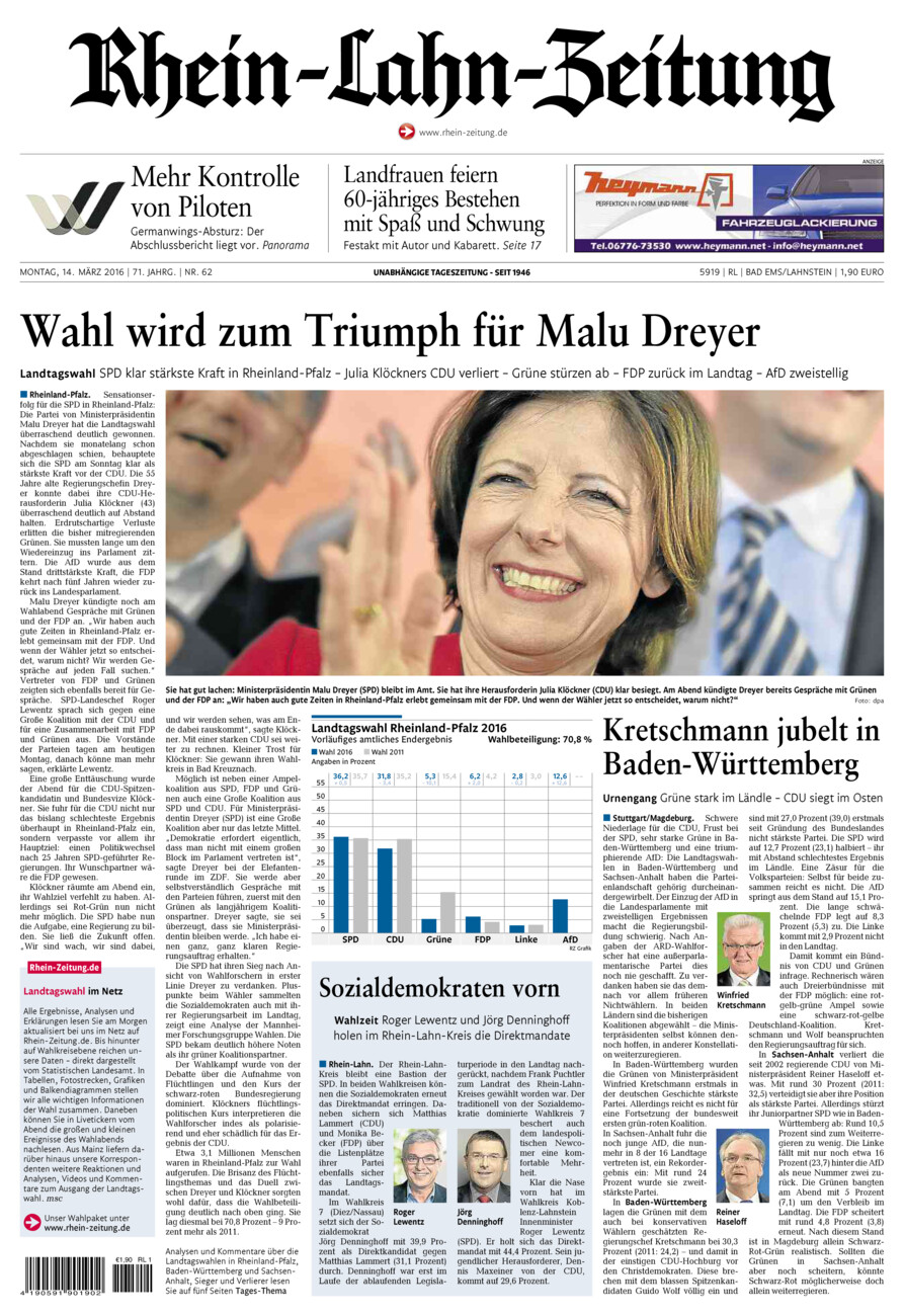 Rhein-Lahn-Zeitung vom Montag, 14.03.2016