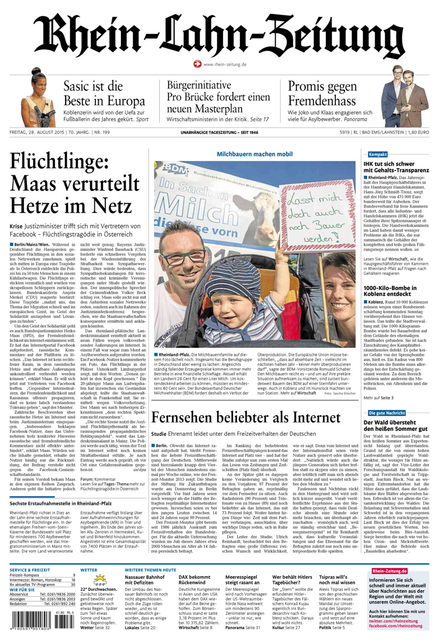 Rhein-Lahn-Zeitung vom Freitag, 28.08.2015