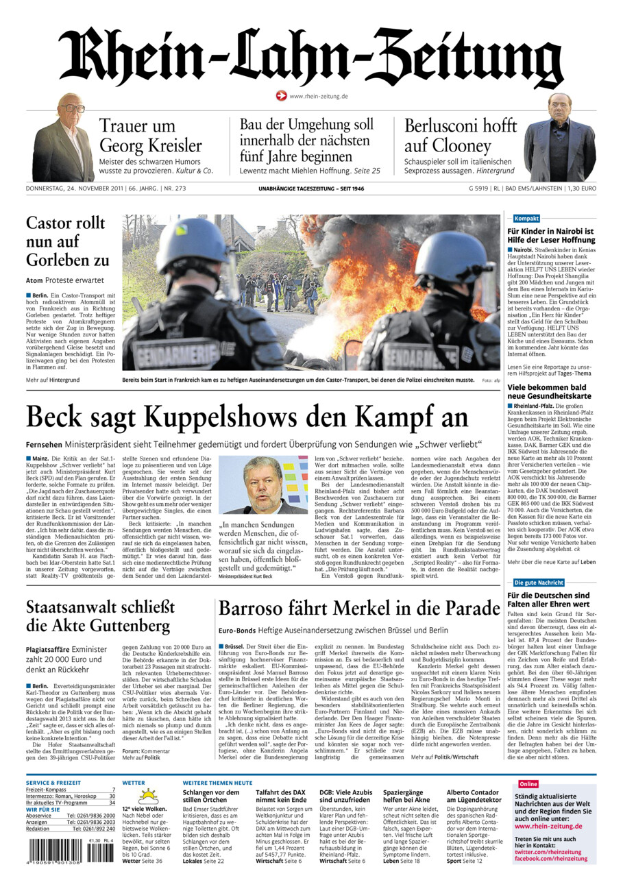 Rhein-Lahn-Zeitung vom Donnerstag, 24.11.2011