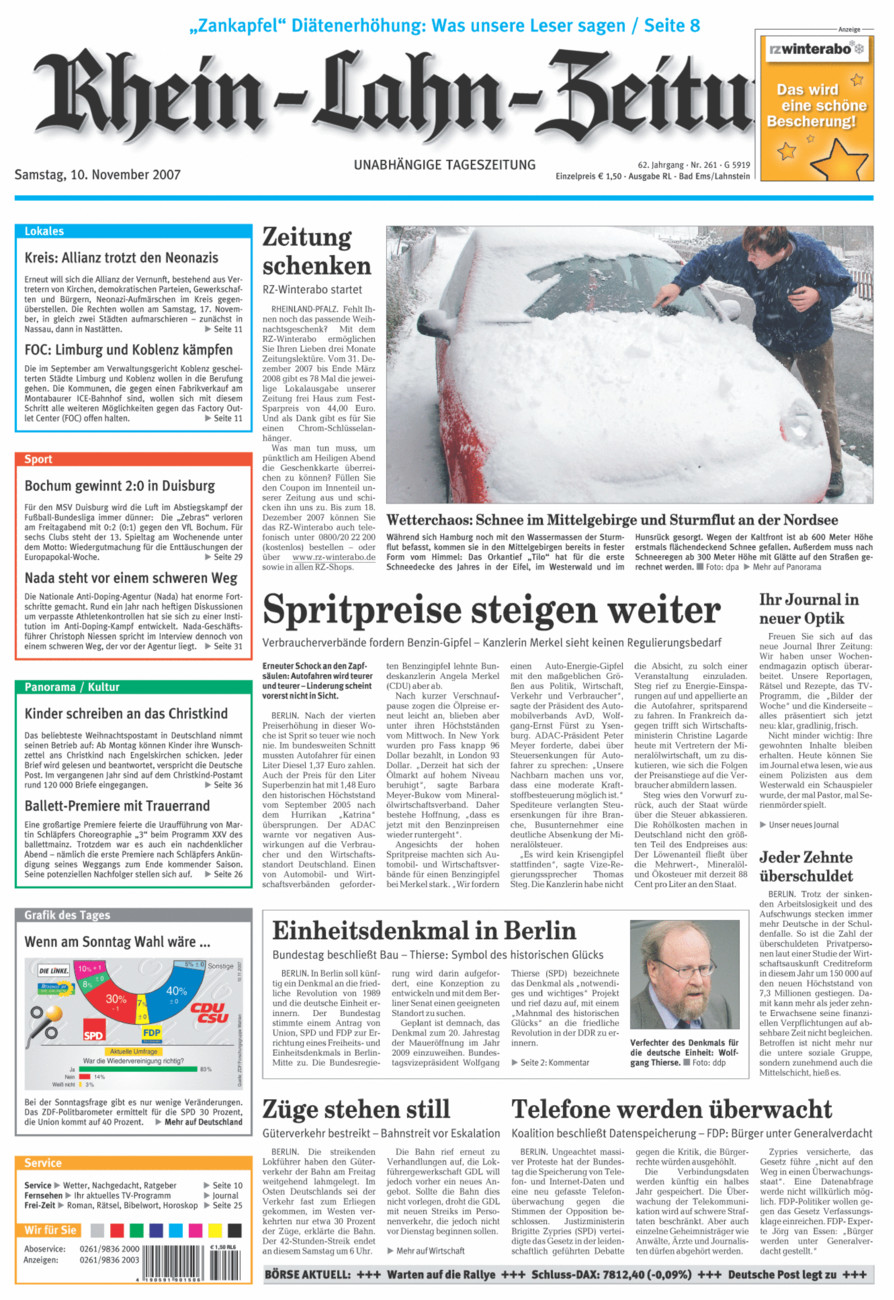 Rhein-Lahn-Zeitung vom Samstag, 10.11.2007