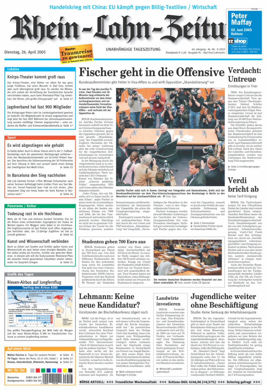 Rhein-Lahn-Zeitung vom Dienstag, 26.04.2005
