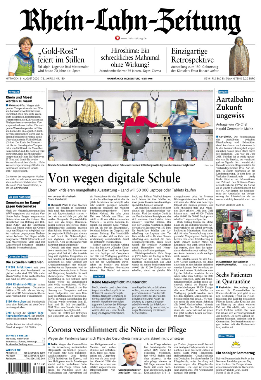 Rhein-Lahn-Zeitung vom Mittwoch, 05.08.2020