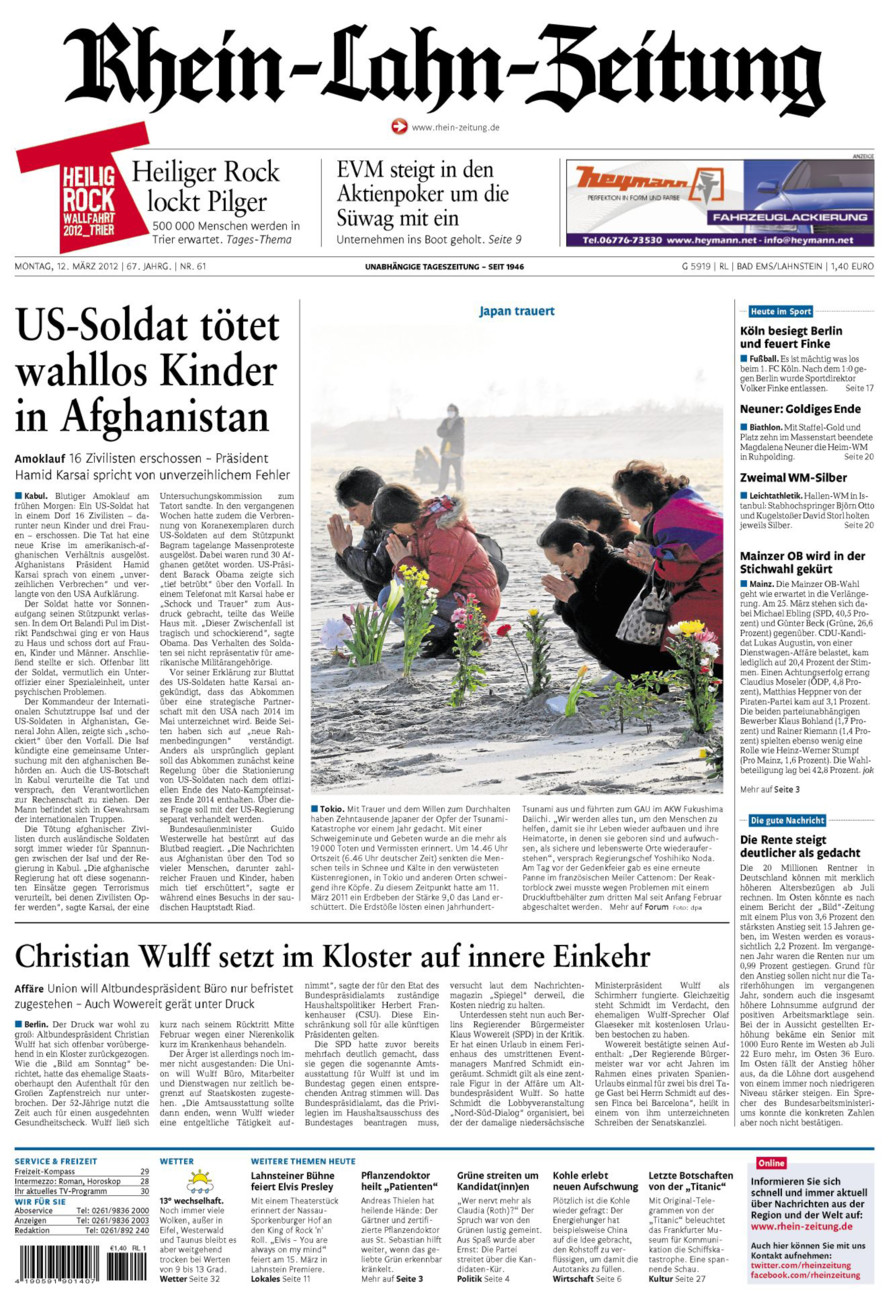 Rhein-Lahn-Zeitung vom Montag, 12.03.2012