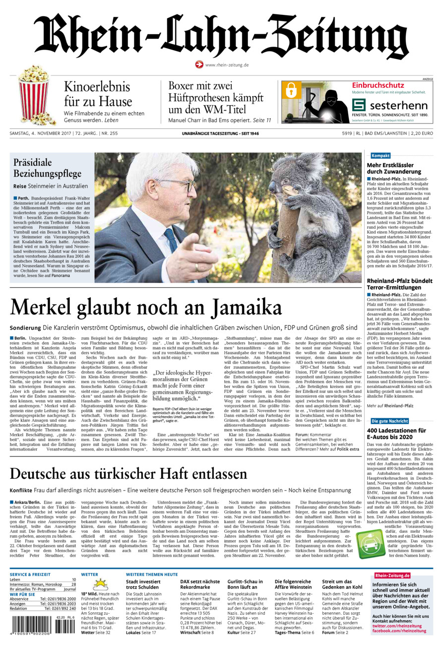 Rhein-Lahn-Zeitung vom Samstag, 04.11.2017