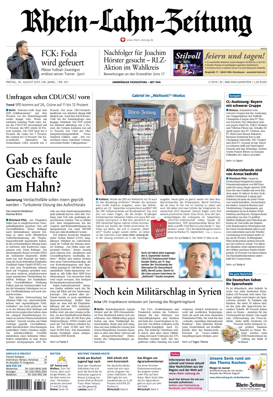 Rhein-Lahn-Zeitung vom Freitag, 30.08.2013