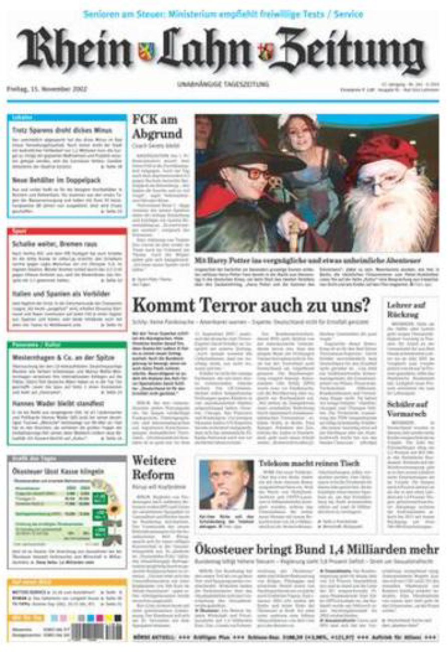 Rhein-Lahn-Zeitung vom Freitag, 15.11.2002