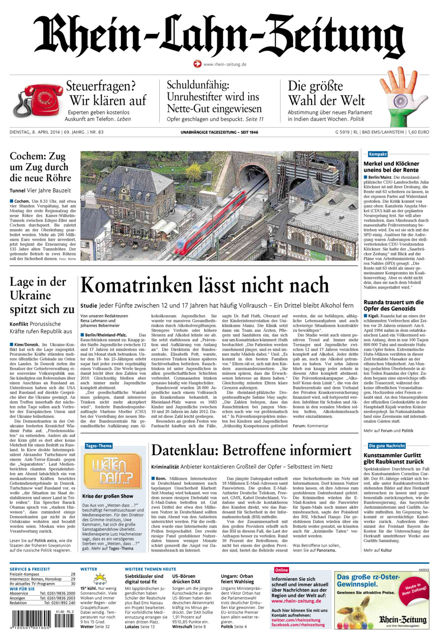 Rhein-Lahn-Zeitung vom Dienstag, 08.04.2014