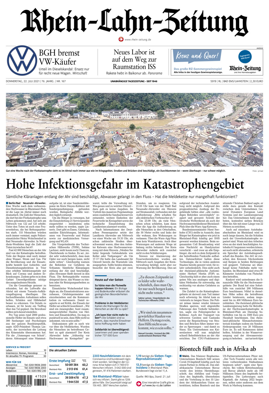 Rhein-Lahn-Zeitung vom Donnerstag, 22.07.2021