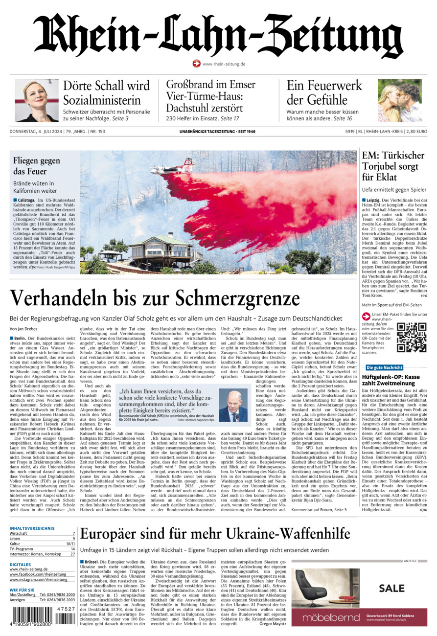 Rhein-Lahn-Zeitung vom Donnerstag, 04.07.2024