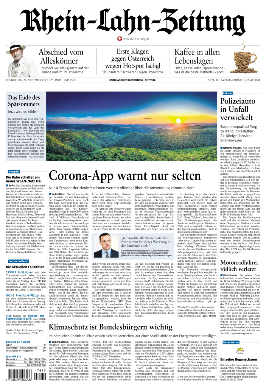 Rhein-Lahn-Zeitung vom Donnerstag, 24.09.2020