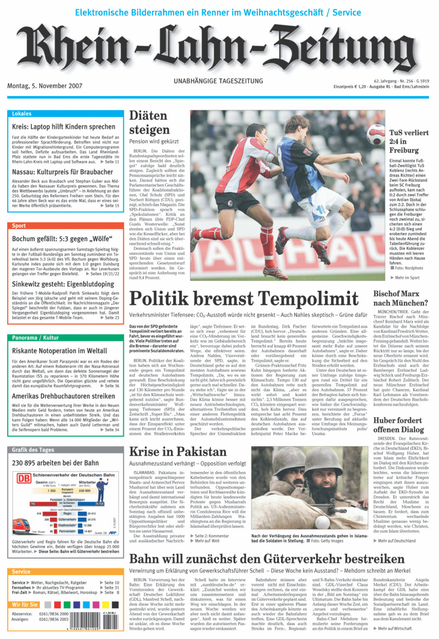 Rhein-Lahn-Zeitung vom Montag, 05.11.2007