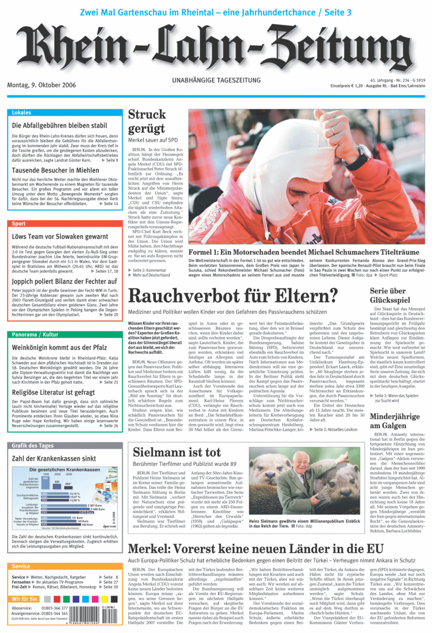 Rhein-Lahn-Zeitung vom Montag, 09.10.2006