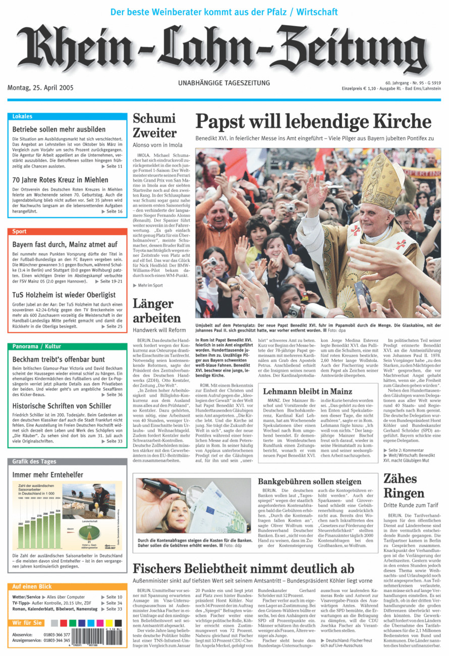 Rhein-Lahn-Zeitung vom Montag, 25.04.2005