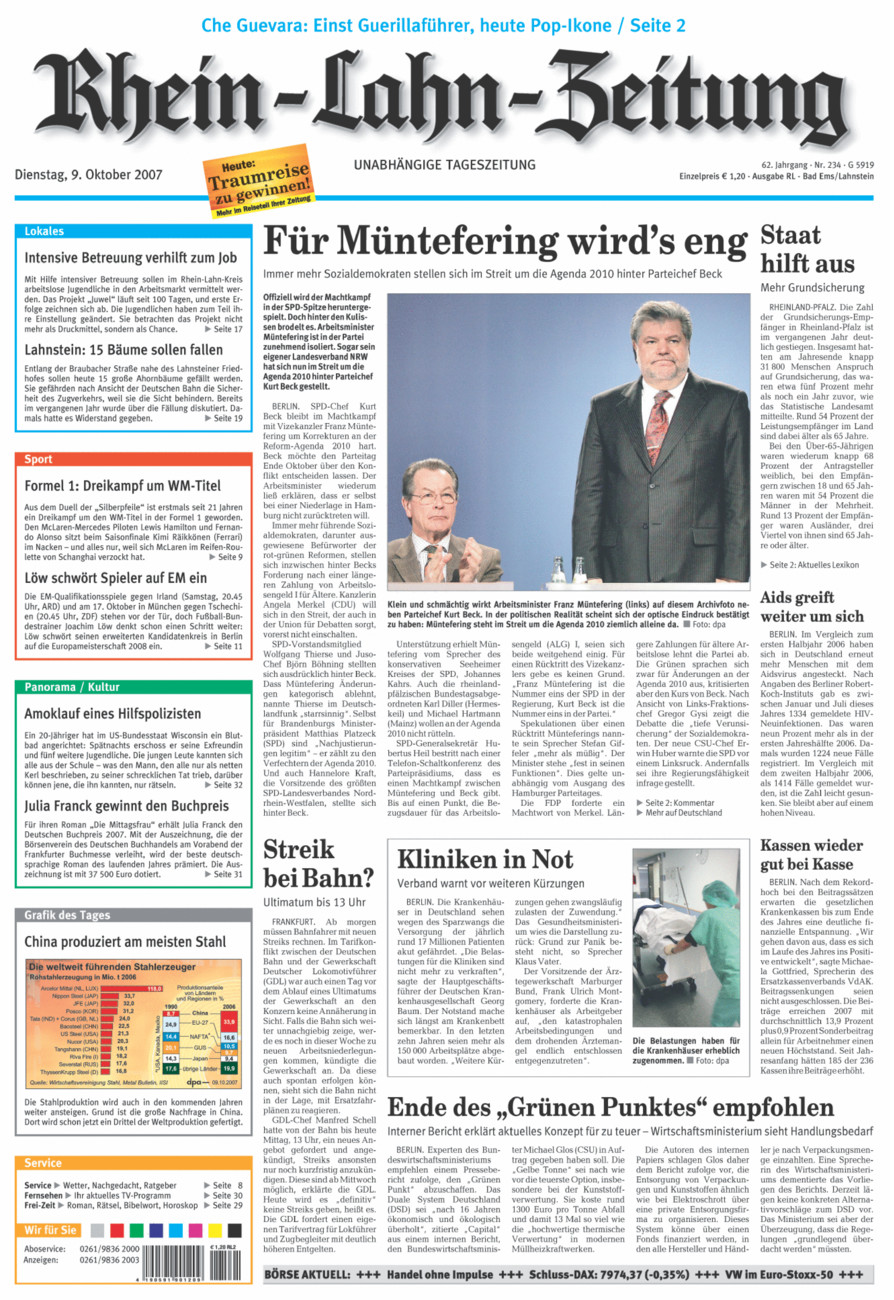 Rhein-Lahn-Zeitung vom Dienstag, 09.10.2007