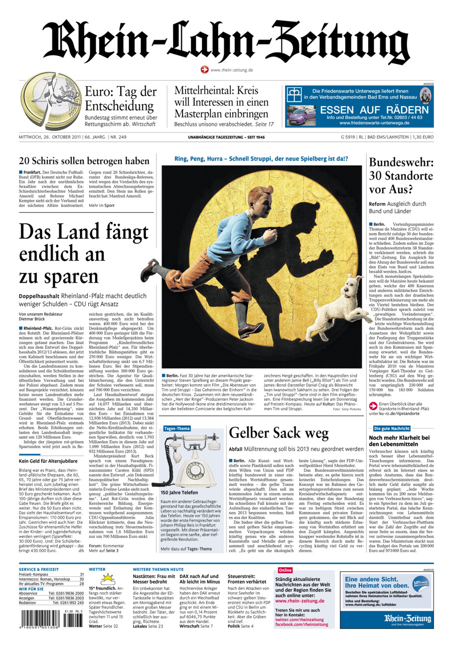 Rhein-Lahn-Zeitung vom Mittwoch, 26.10.2011