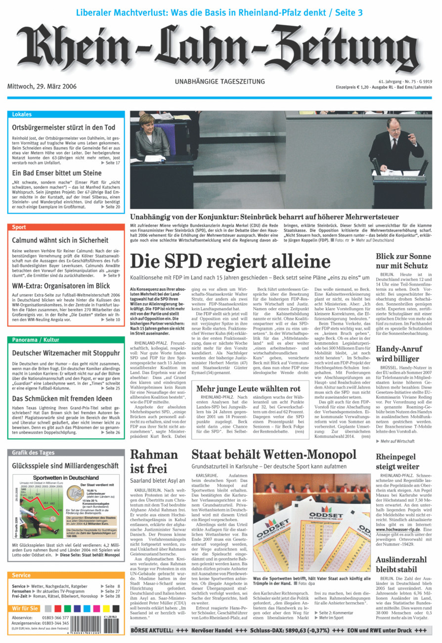Rhein-Lahn-Zeitung vom Mittwoch, 29.03.2006
