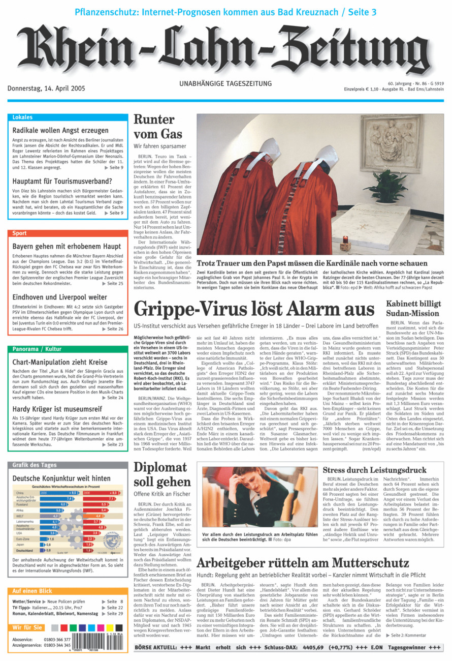 Rhein-Lahn-Zeitung vom Donnerstag, 14.04.2005