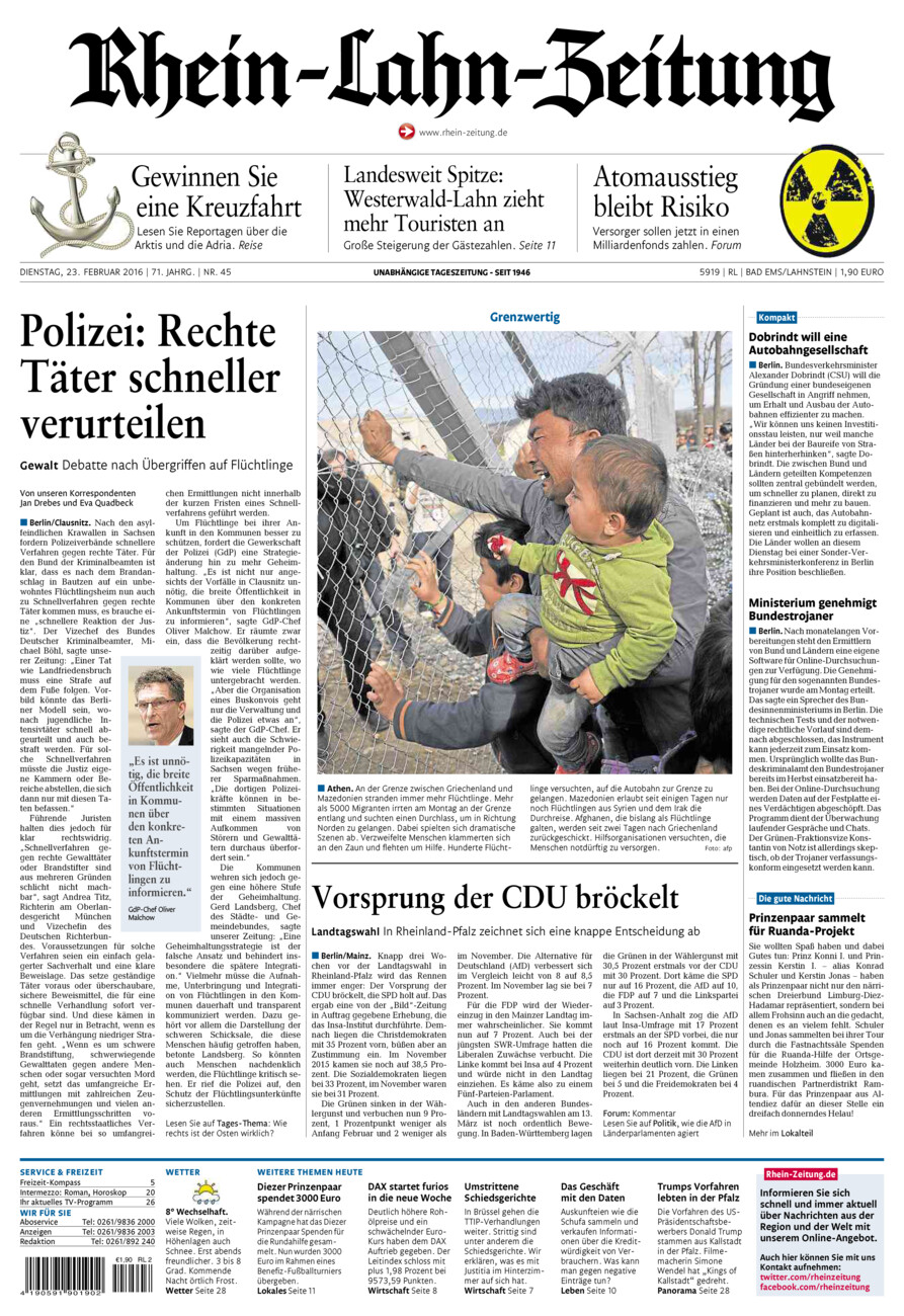 Rhein-Lahn-Zeitung vom Dienstag, 23.02.2016