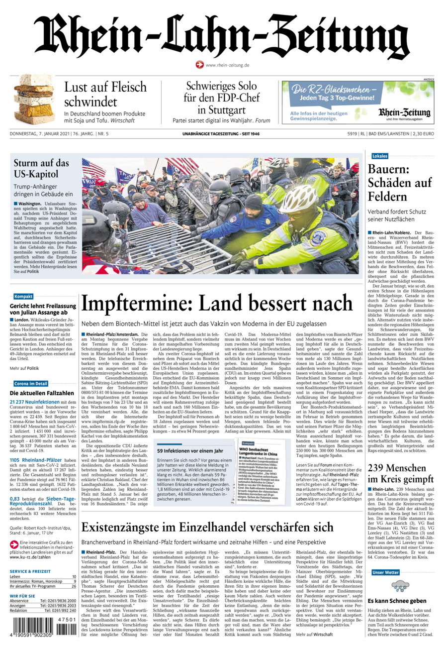Rhein-Lahn-Zeitung vom Donnerstag, 07.01.2021