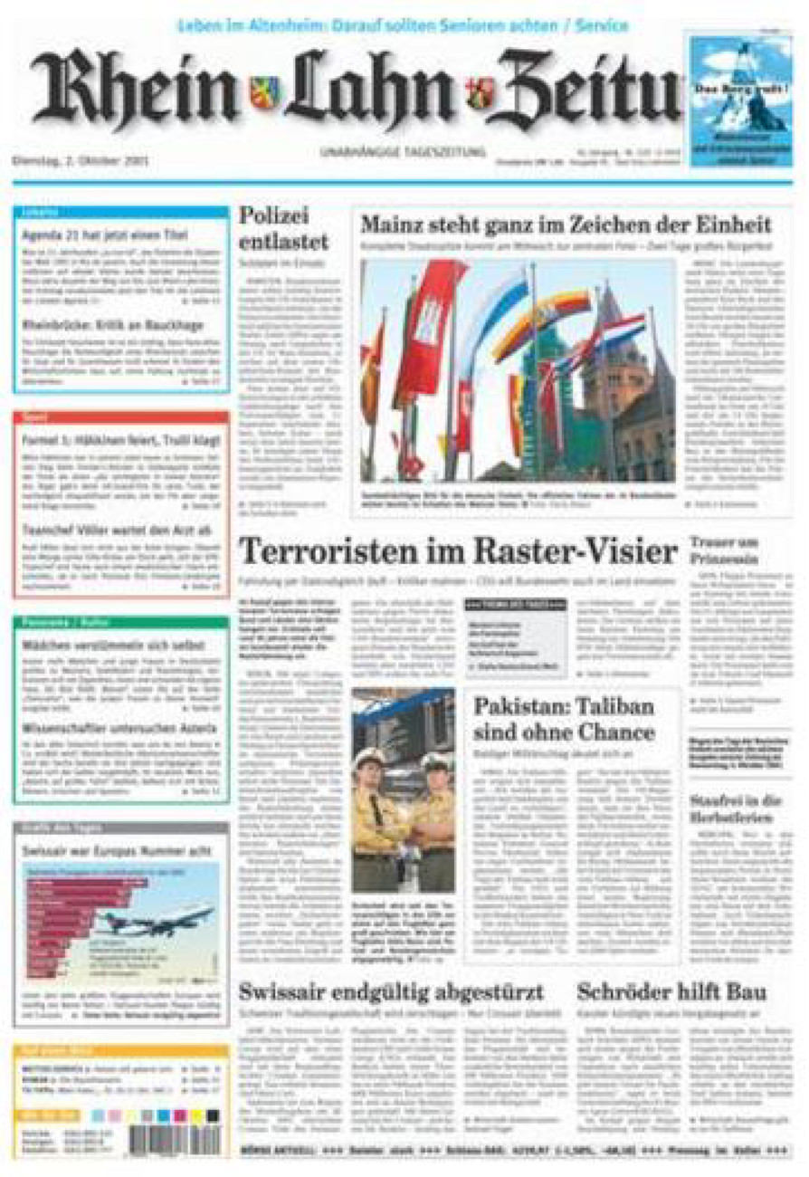 Rhein-Lahn-Zeitung vom Dienstag, 02.10.2001