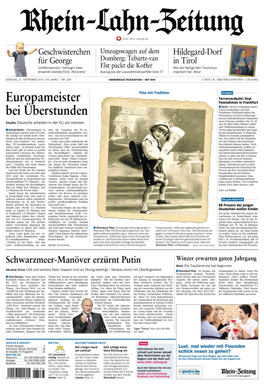 Rhein-Lahn-Zeitung vom Dienstag, 09.09.2014