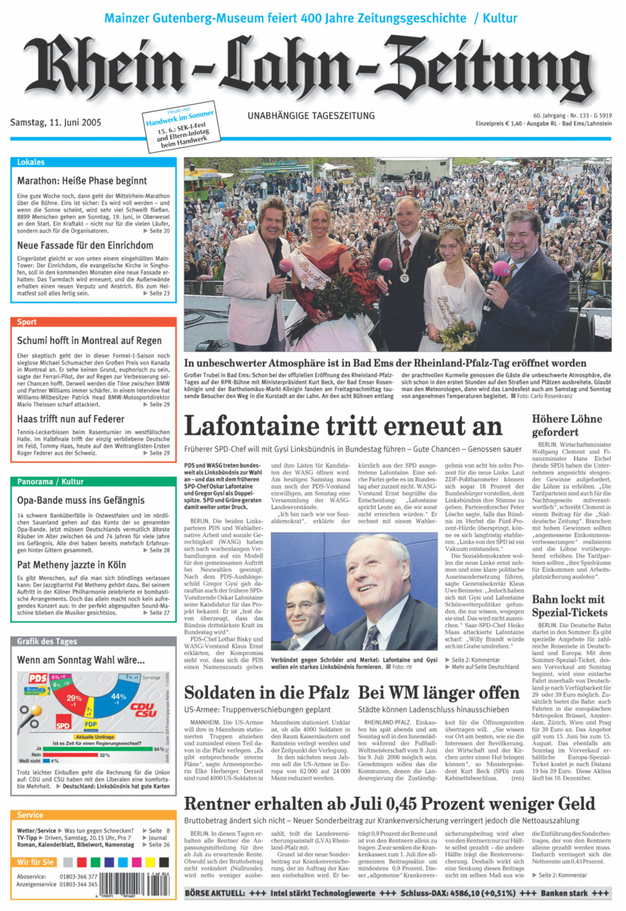 Rhein-Lahn-Zeitung vom Samstag, 11.06.2005