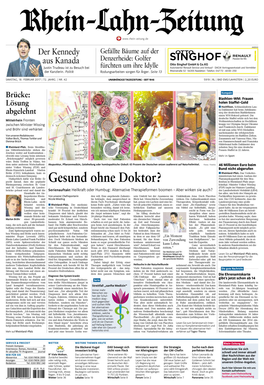 Rhein-Lahn-Zeitung vom Samstag, 18.02.2017