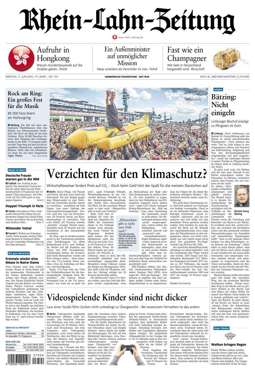 Rhein-Lahn-Zeitung vom Dienstag, 11.06.2019