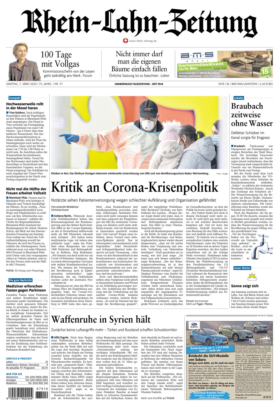 Rhein-Lahn-Zeitung vom Samstag, 07.03.2020
