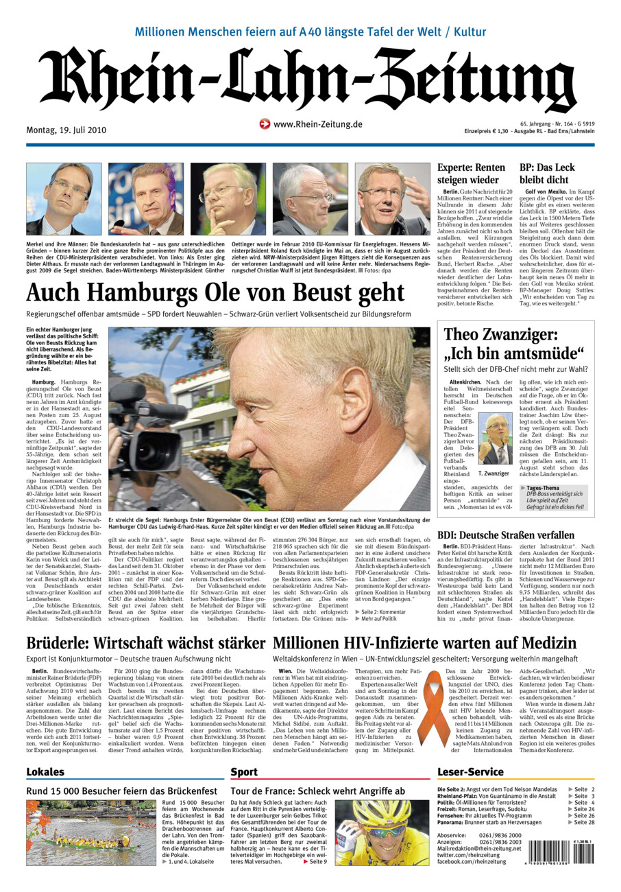 Rhein-Lahn-Zeitung vom Montag, 19.07.2010