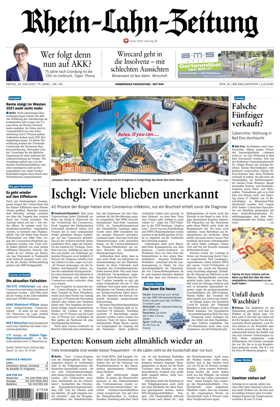 Rhein-Lahn-Zeitung vom Freitag, 26.06.2020