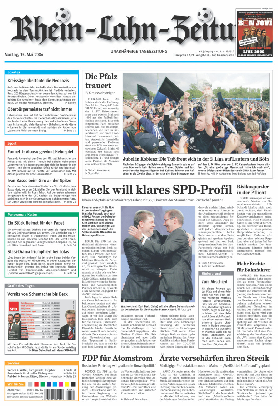 Rhein-Lahn-Zeitung vom Montag, 15.05.2006