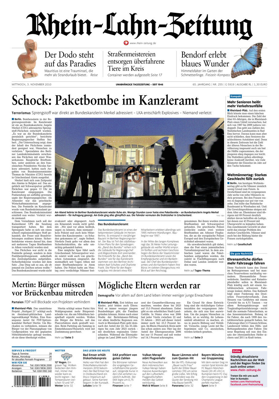 Rhein-Lahn-Zeitung vom Mittwoch, 03.11.2010