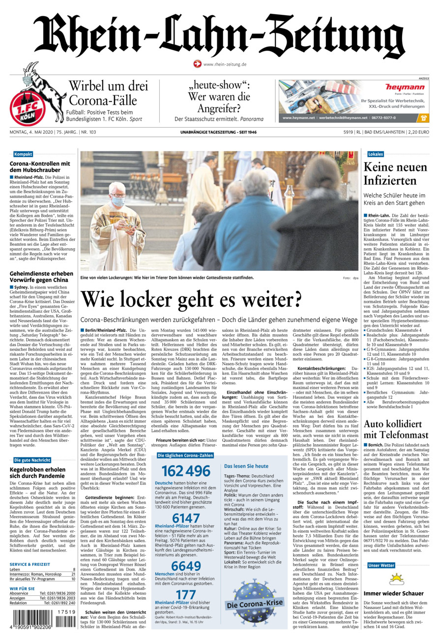 Rhein-Lahn-Zeitung vom Montag, 04.05.2020