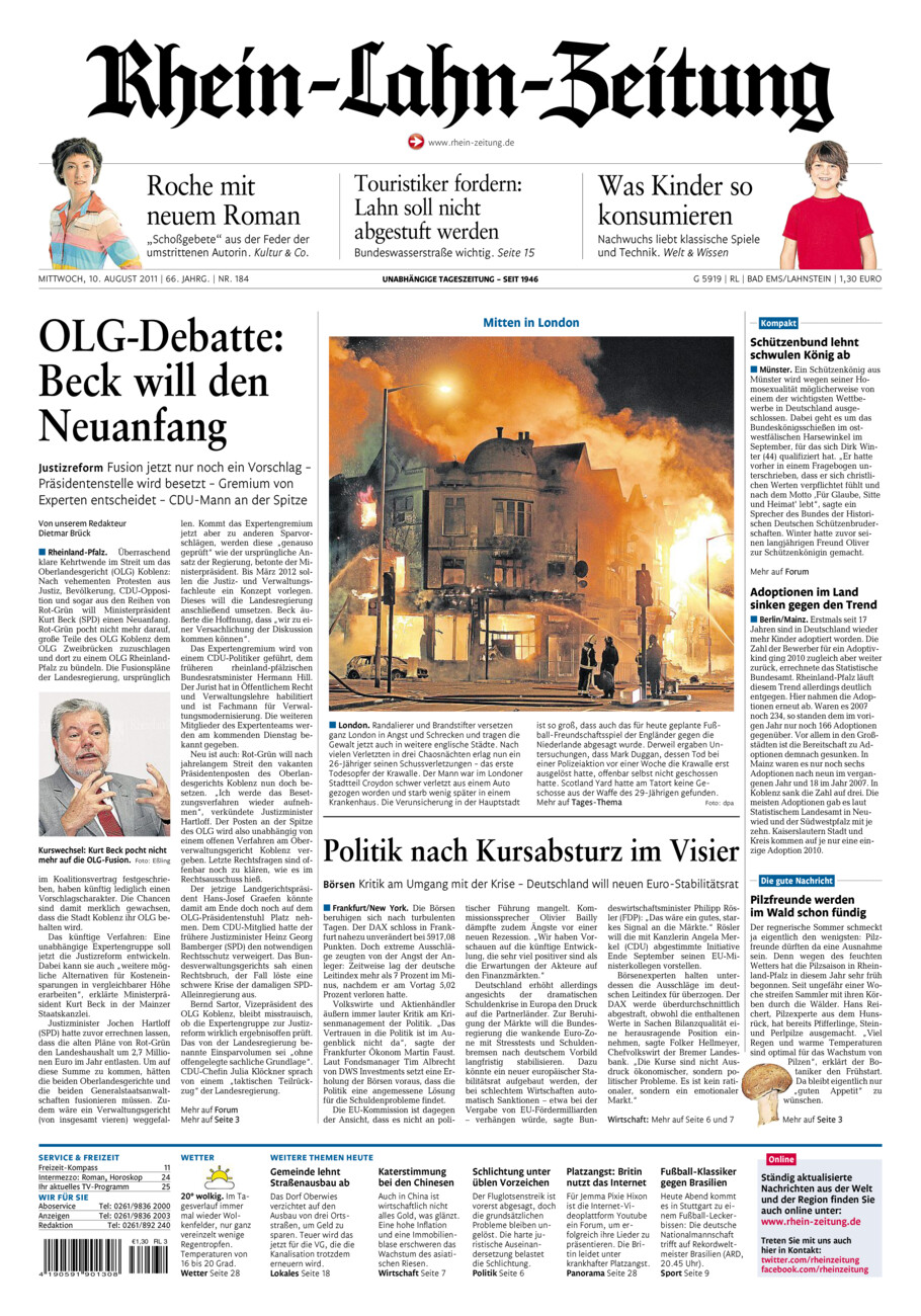 Rhein-Lahn-Zeitung vom Mittwoch, 10.08.2011