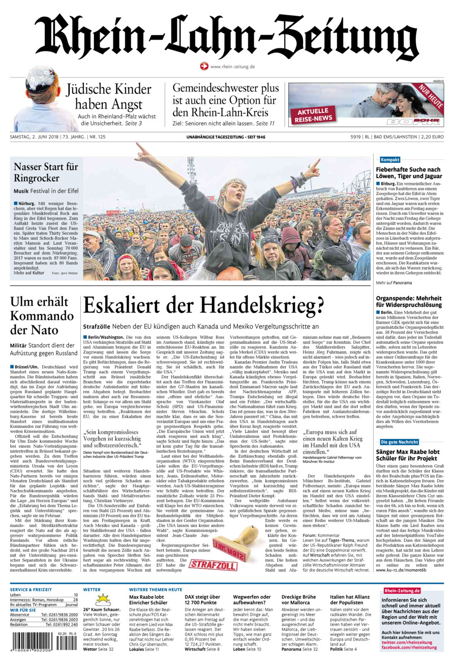 Rhein-Lahn-Zeitung vom Samstag, 02.06.2018