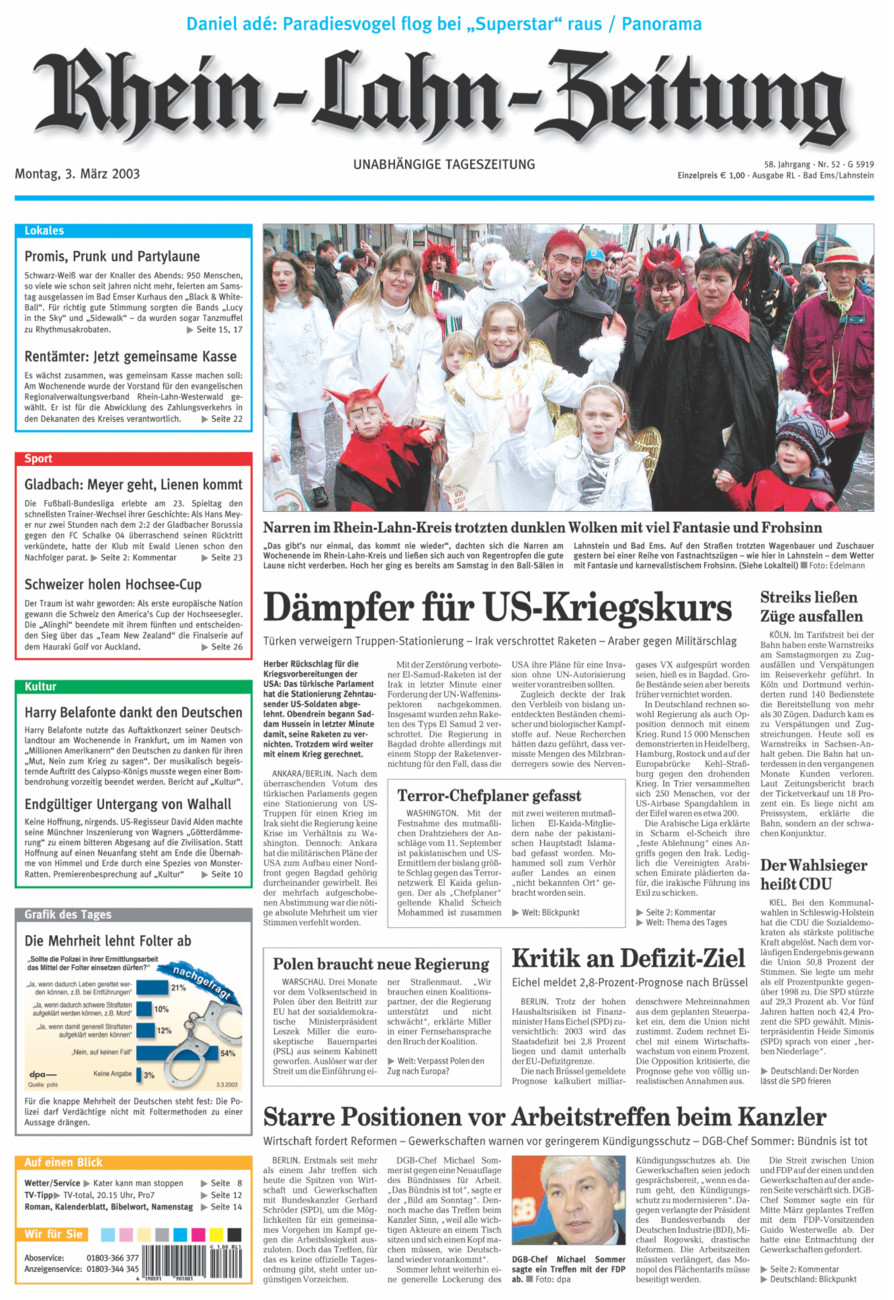 Rhein-Lahn-Zeitung vom Montag, 03.03.2003